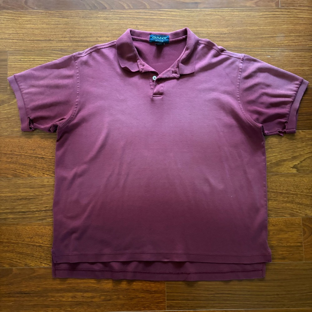 Vintage 80's Made in USA Gant Rugger Polo Shirt Sun Faded Burgundy Cotton L